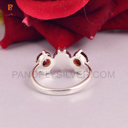 Genuine Red Garnet Ladybug 925 Silver Rings