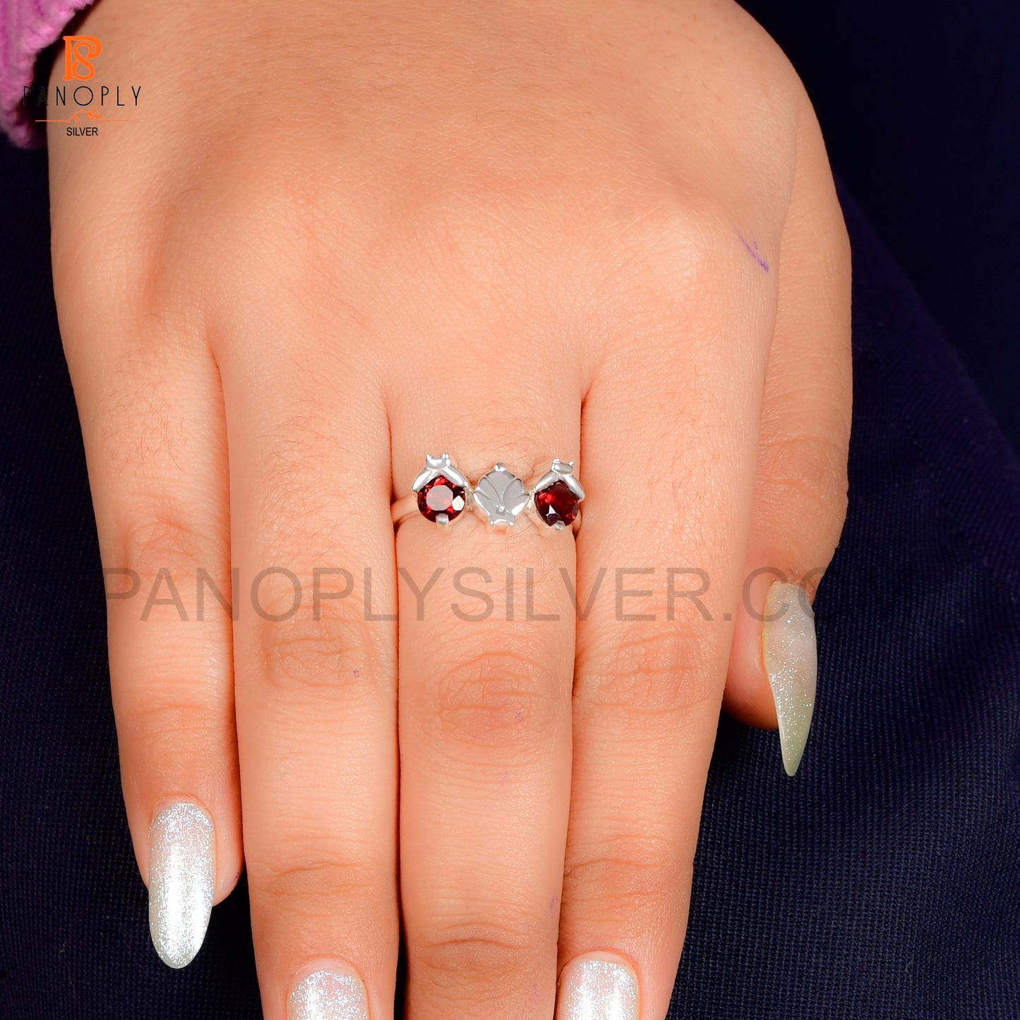 Genuine Red Garnet Ladybug 925 Silver Rings