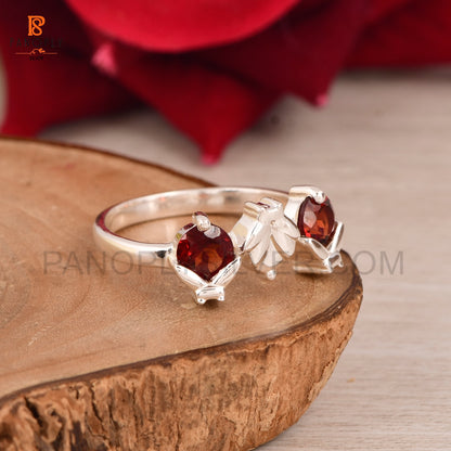 Genuine Red Garnet Ladybug 925 Silver Rings