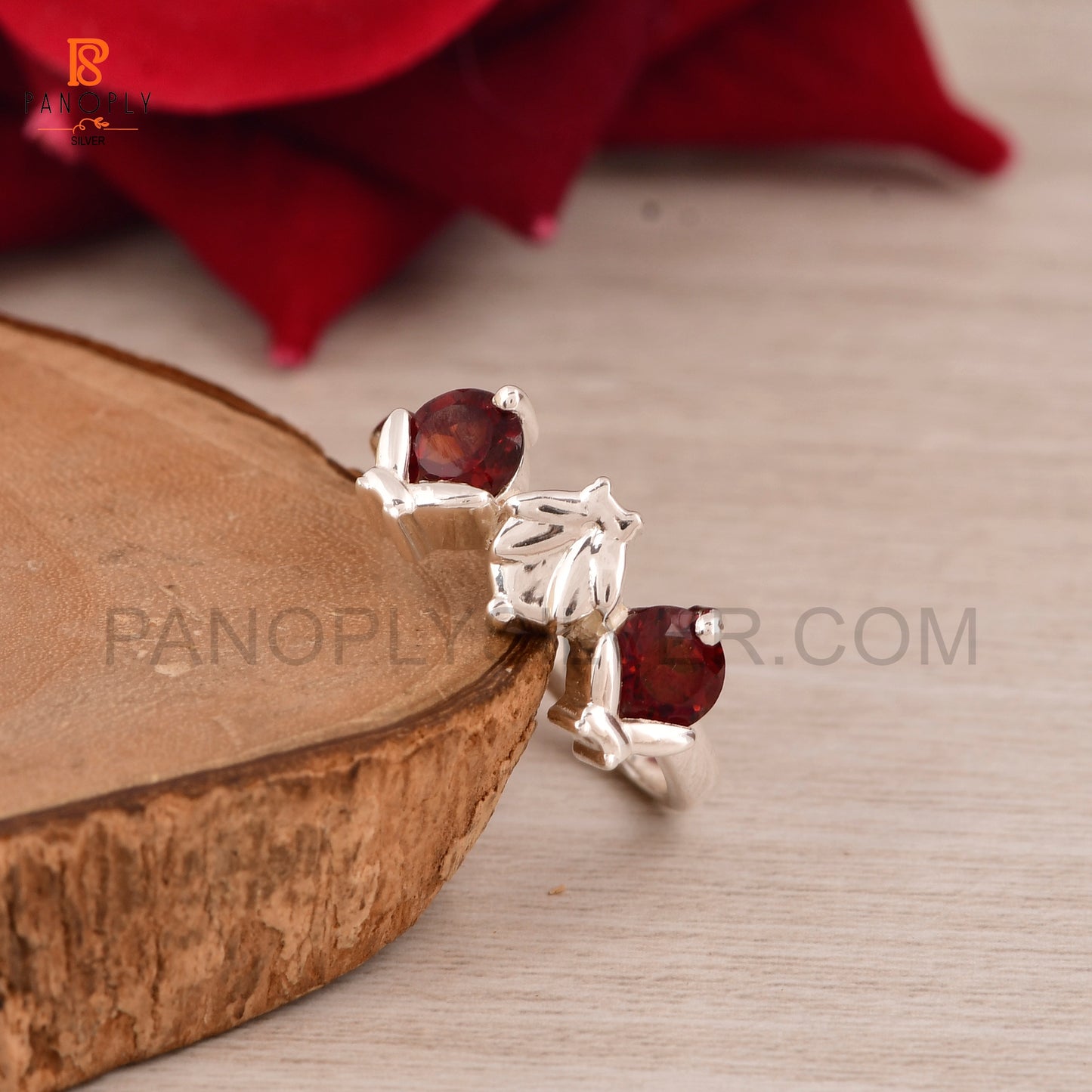 Genuine Red Garnet Ladybug 925 Silver Rings