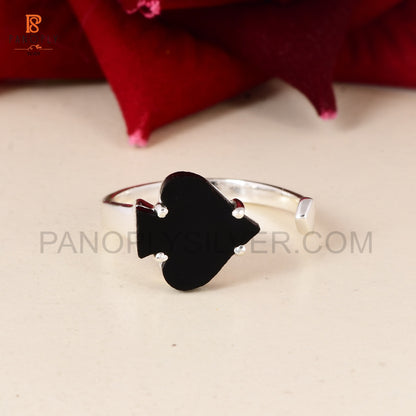 Black Onyx Spades Ring - Casino-Inspired Gambling Jewelry