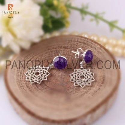Aventurine Natural Amethyst Quartz 925 Quality Earrings