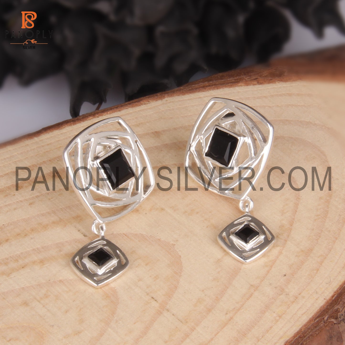 Black Onyx Gem Fine 925 Sterling Silver Designer Girls Earrings
