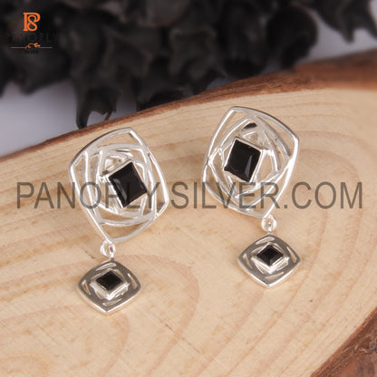 Black Onyx Gem Fine 925 Sterling Silver Designer Girls Earrings