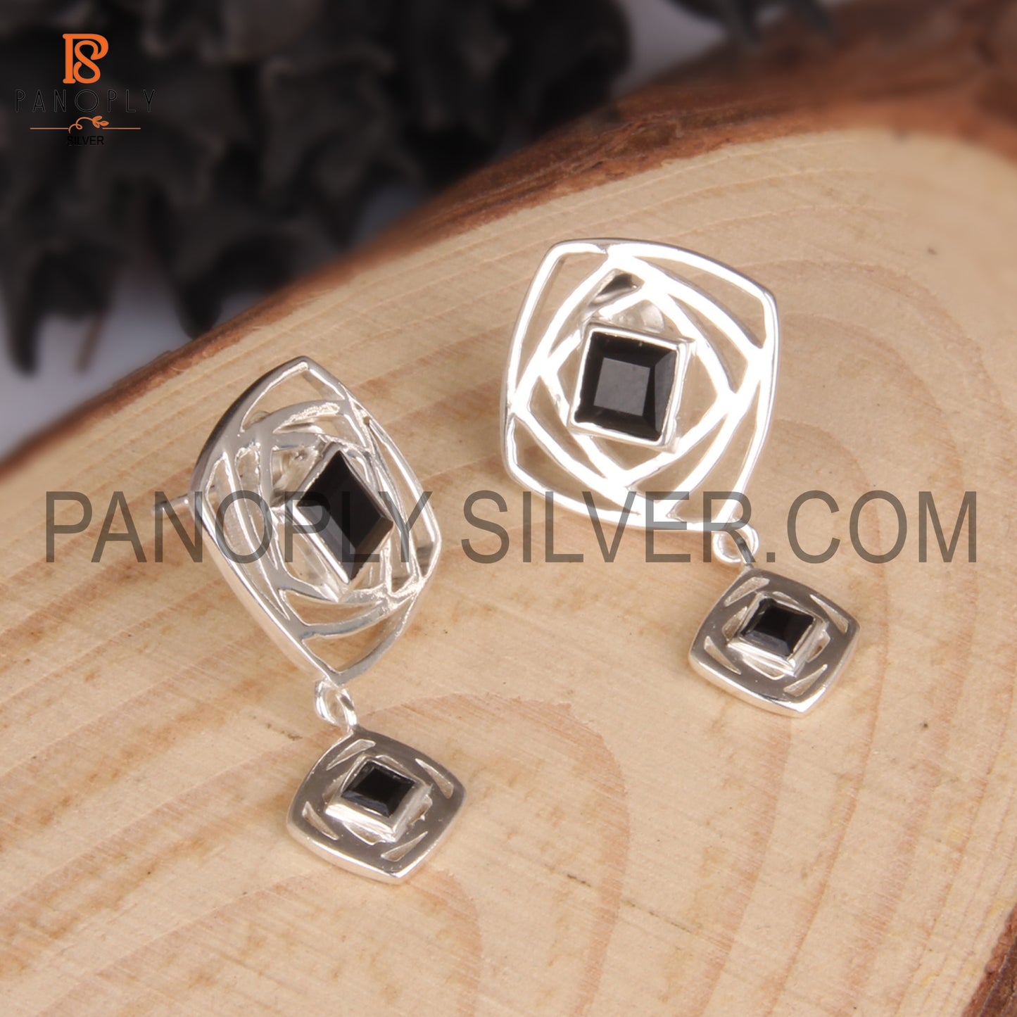 Black Onyx Gem Fine 925 Sterling Silver Designer Girls Earrings