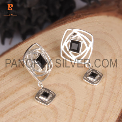 Black Onyx Gem Fine 925 Sterling Silver Designer Girls Earrings