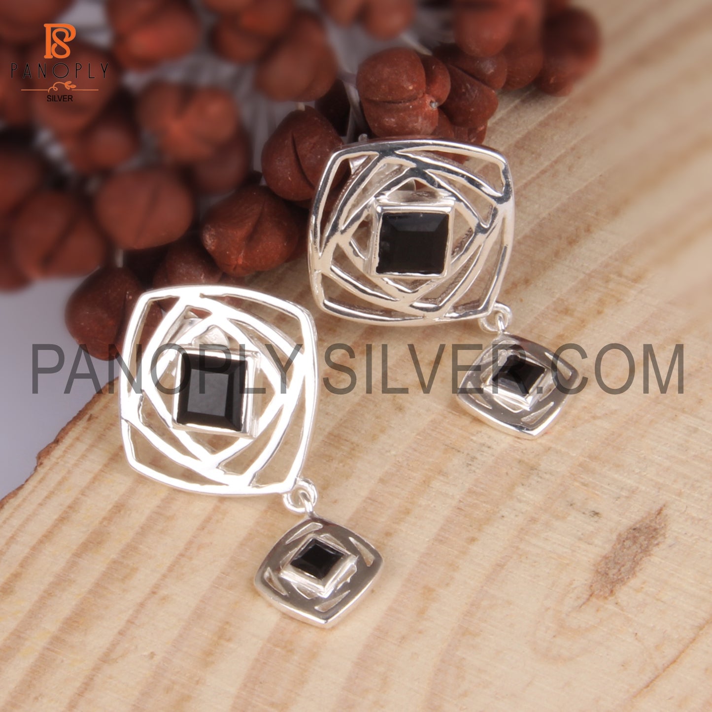 Black Onyx Gem Fine 925 Sterling Silver Designer Girls Earrings