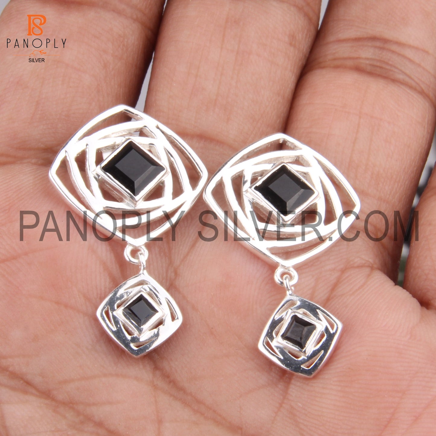 Black Onyx Gem Fine 925 Sterling Silver Designer Girls Earrings