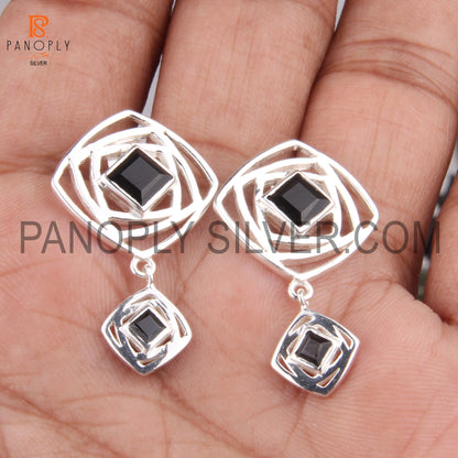 Black Onyx Gem Fine 925 Sterling Silver Designer Girls Earrings
