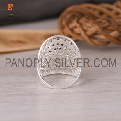 Raw Moldavite Rings, 925 Sterling Silver Mandala Ring