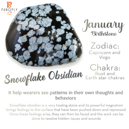 Snowflake Obsidian Aesthetic Coffin Shape 925 Silver Ring