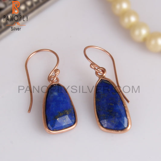 Lapis Set Rose Gold Plating 925 Silver Earwire Earrings