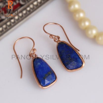 Lapis Set Rose Gold Plating 925 Silver Earwire Earrings