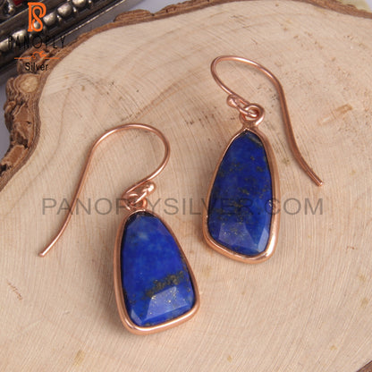 Lapis Set Rose Gold Plating 925 Silver Earwire Earrings