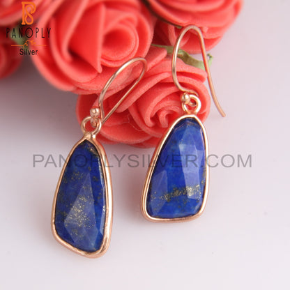 Lapis Set Rose Gold Plating 925 Silver Earwire Earrings