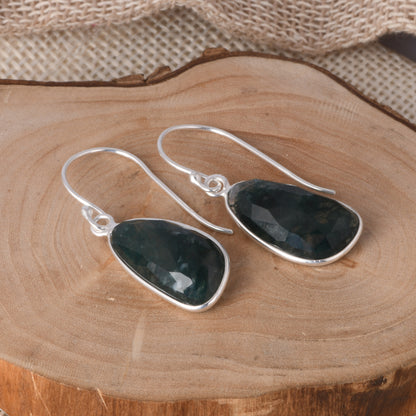 Unshape Checker Moss Agate Earrings For Women