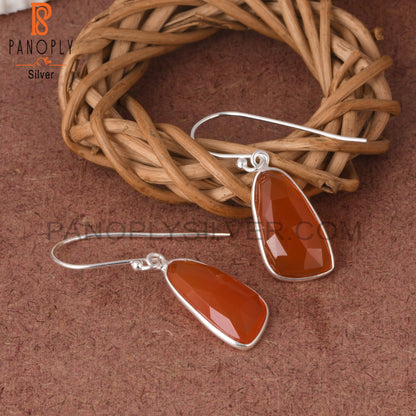 Red Onyx Silver Plated Row Earrings