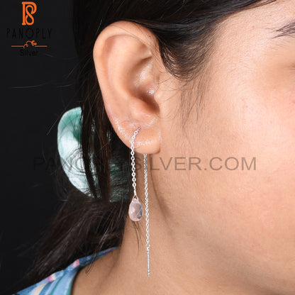 Rose Quartz 925 Quality Finding Chain Earrings