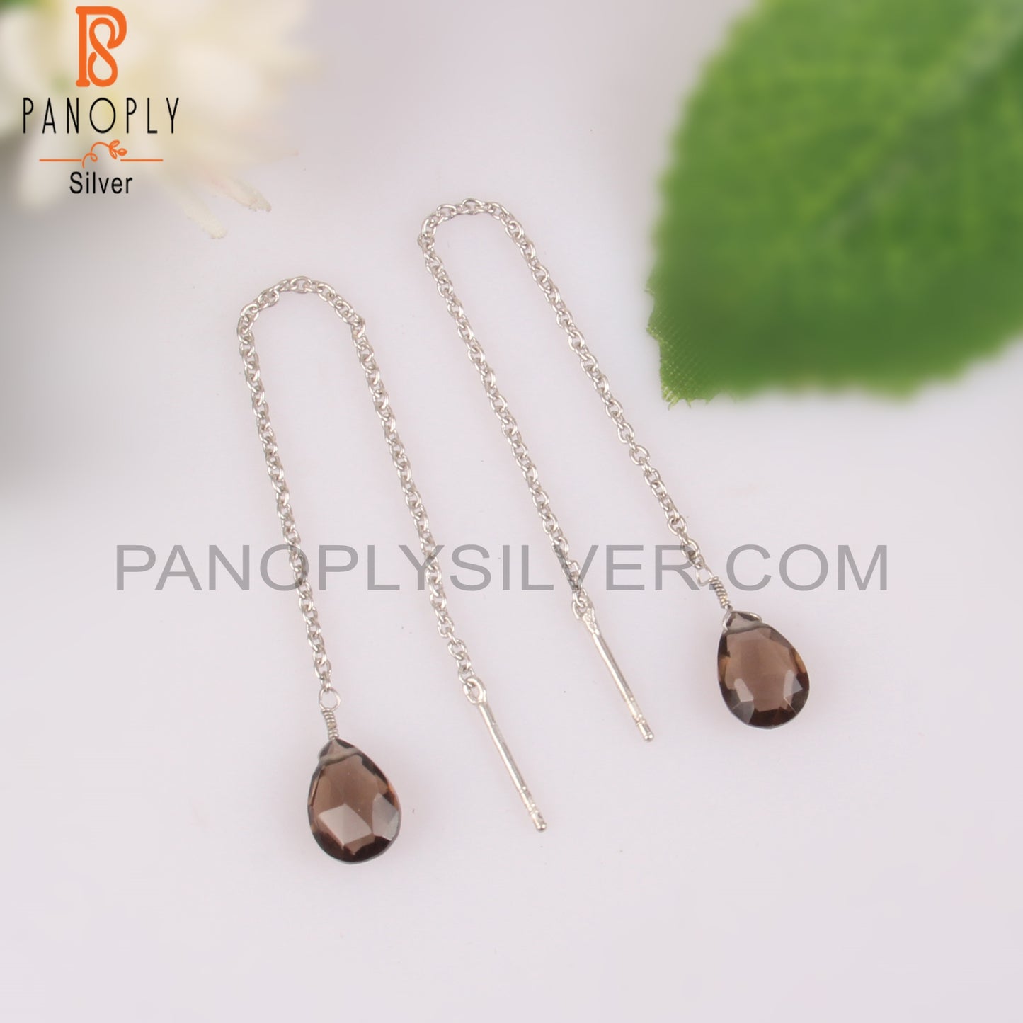 Smokey Cable Chain Threader 925 Quality Findings Earrings