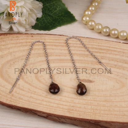 Smokey Cable Chain Threader 925 Quality Findings Earrings