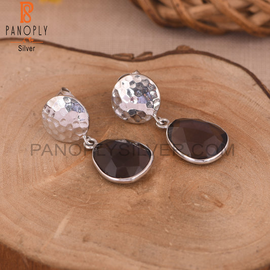 Smoky 925 Sterling Silver Quartz Disc Earrings
