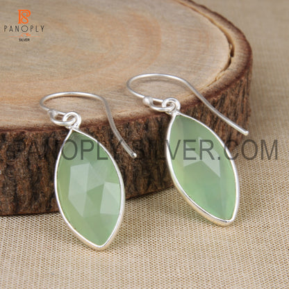 Prehnite Chalcedony 925 Sterling Silver Women's Earrings