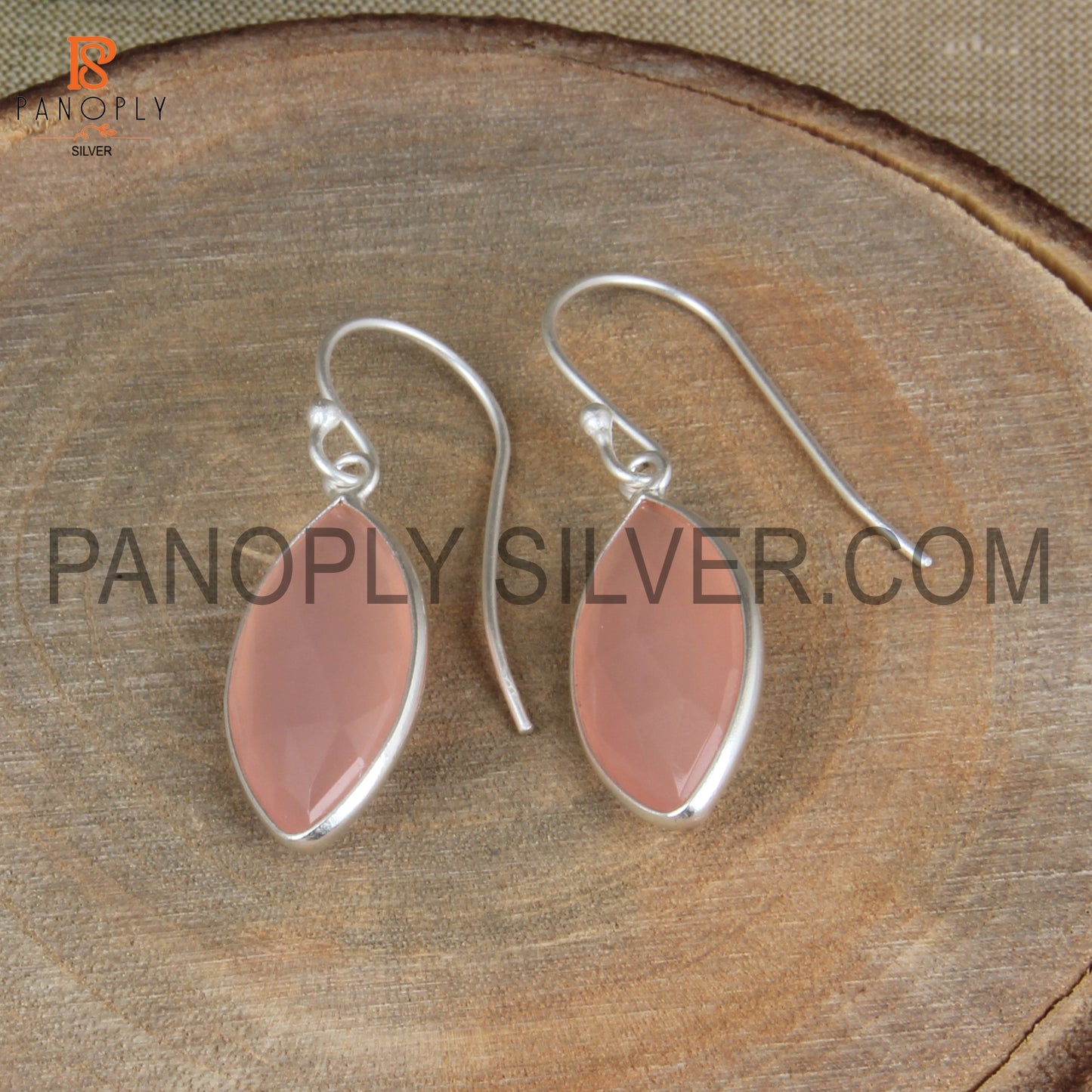 Rose Chalcedony Gem Women's Fine 925 Silver Rose Earrings