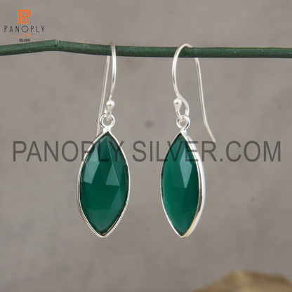 Green Onyx 925 Quality Genuine Stone Silver Earrings