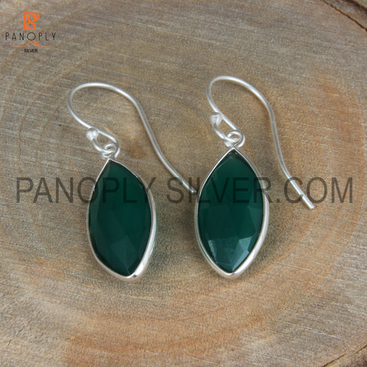 Green Onyx 925 Quality Genuine Stone Silver Earrings