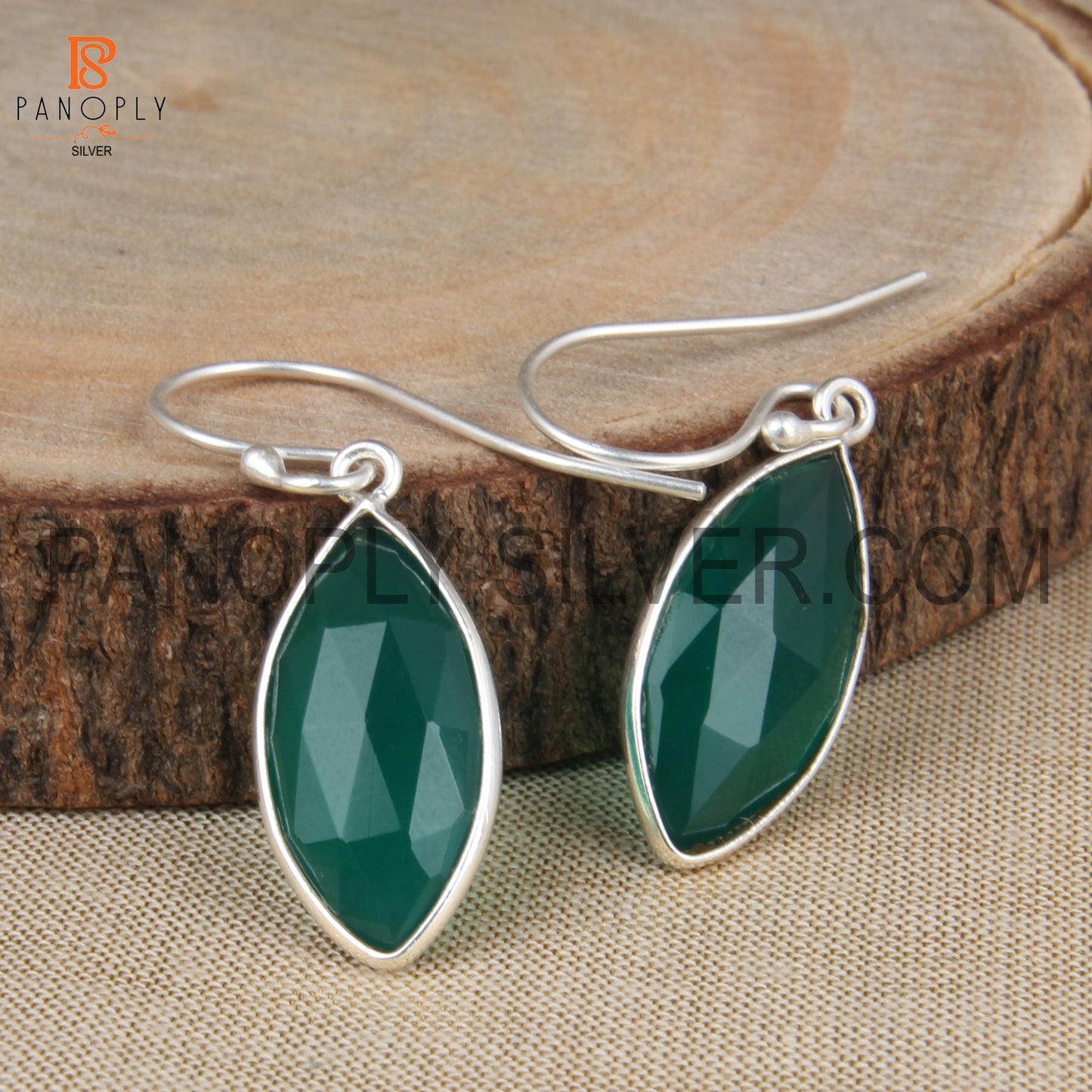 Green Onyx 925 Quality Genuine Stone Silver Earrings