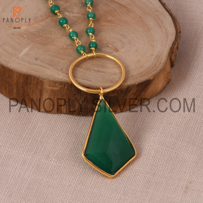 Green Onyx 925 Silver Green Stone Chain Pendant
