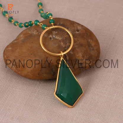 Green Onyx 925 Silver Green Stone Chain Pendant