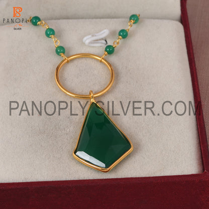 Green Onyx 925 Silver Green Stone Chain Pendant