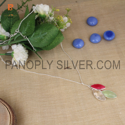 925 Silver Tree Natural Gem Leaf Jewelry Pendant