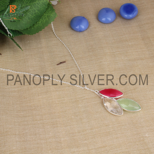 925 Silver Tree Natural Gem Leaf Jewelry Pendant