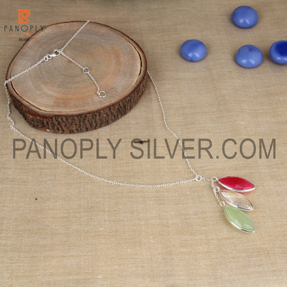 925 Silver Tree Natural Gem Leaf Jewelry Pendant