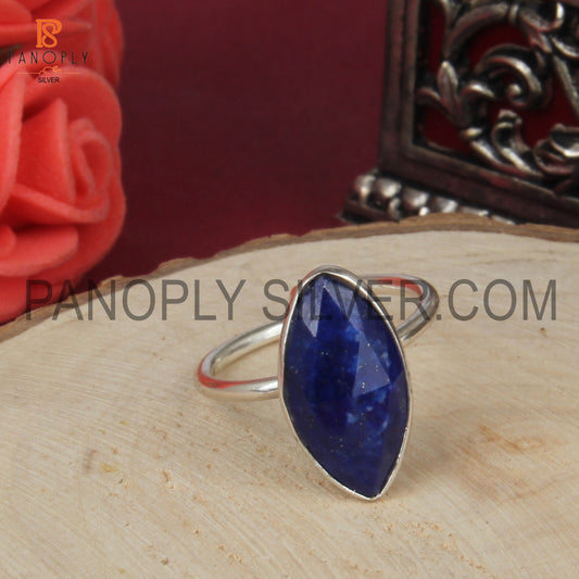 Lapis Lazuli Fine 925 Silver Adjustable Woman's Rings