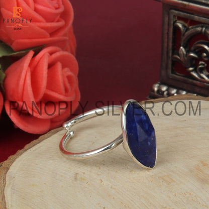 Lapis Lazuli Fine 925 Silver Adjustable Woman's Rings