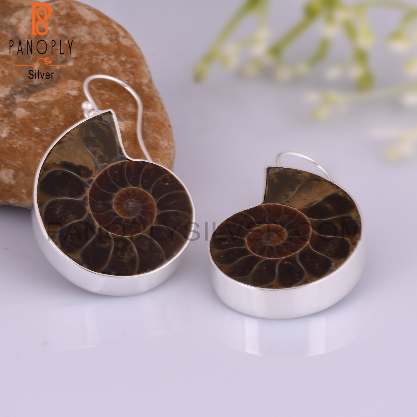 Ammonite 925 Sterling Silver Earrings