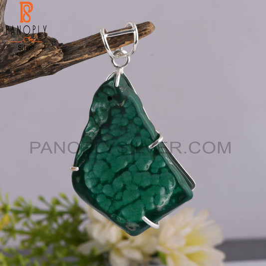 Malachite Rough 925 Sterling Silver Pendant