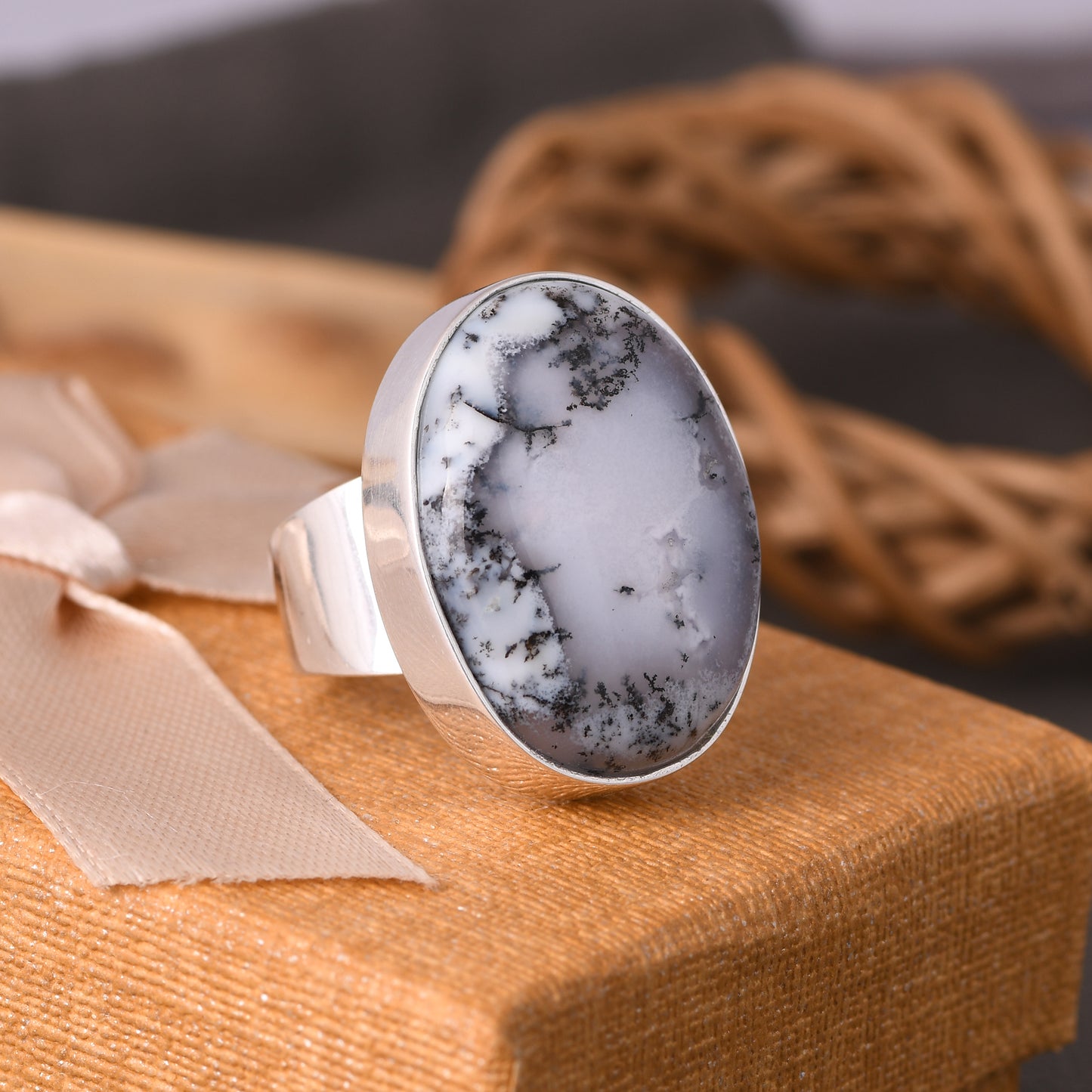 Dendritic Opal 925 Sterling Silver Ring Ring