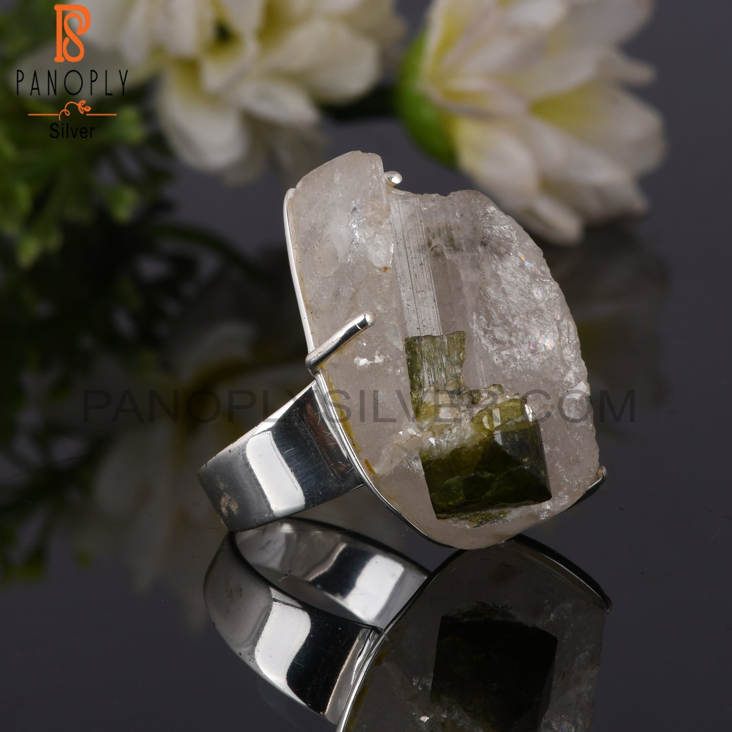 Tourmaline Druzy 925 Sterling Silver Ring