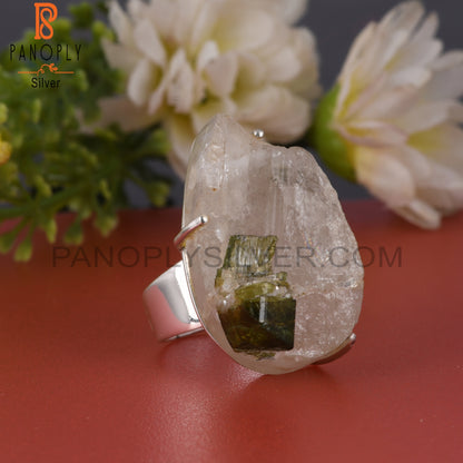 Tourmaline Druzy 925 Sterling Silver Ring