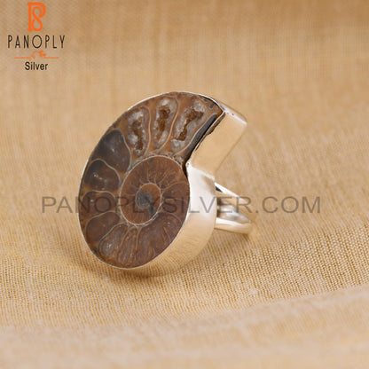 Ammonite 925 Sterling Silver Ring