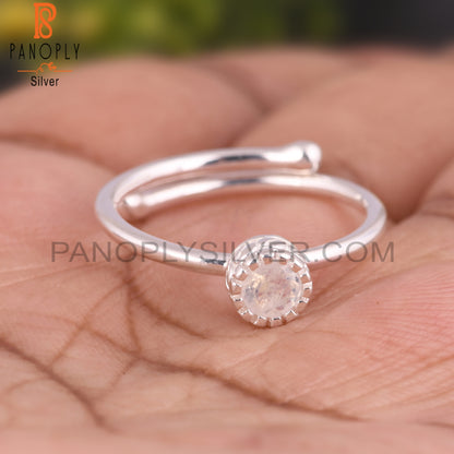 Rainbow Moonstone Dainty 925 Sterling Silver Cute Ring