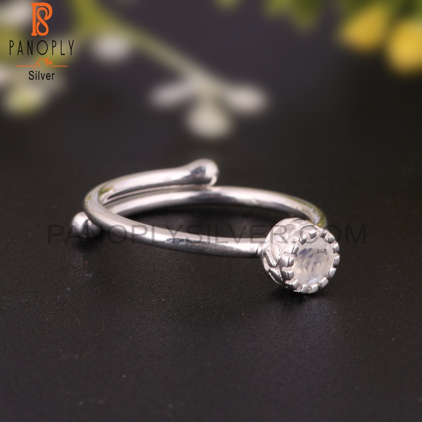 Rainbow Moonstone Dainty 925 Sterling Silver Cute Ring