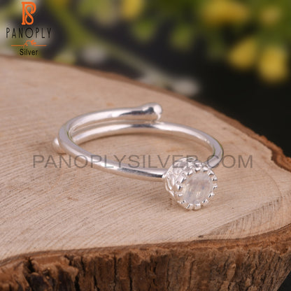 Rainbow Moonstone Dainty 925 Sterling Silver Cute Ring