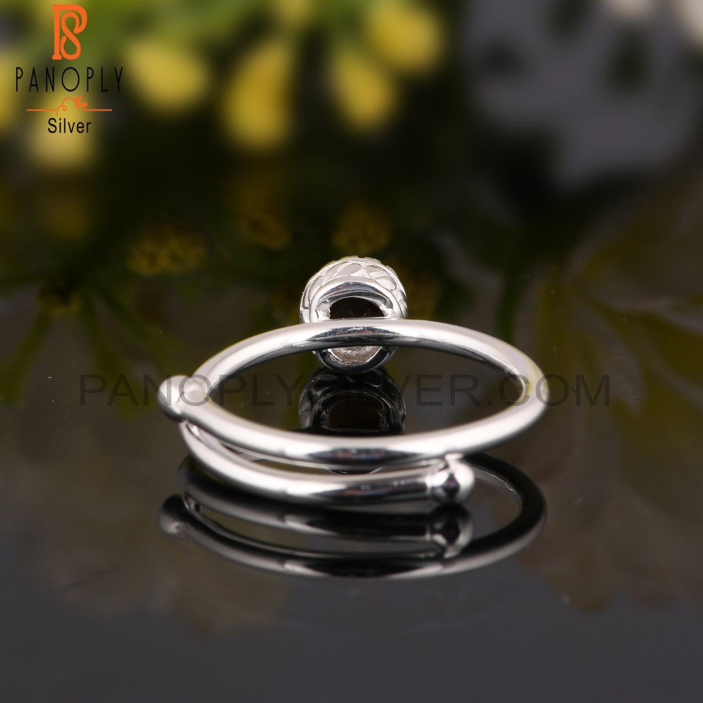 Smoky Round Shape 925 Sterling Silver Ring
