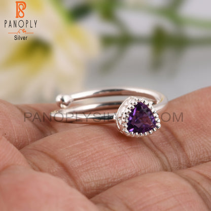Amethyst Trillion Shape New 925 Sterling Silver Ring