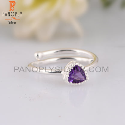 Amethyst Trillion Shape New 925 Sterling Silver Ring